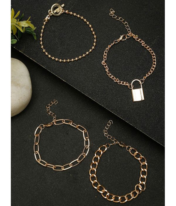 Women 4 Gold-Plated Link Bracelets